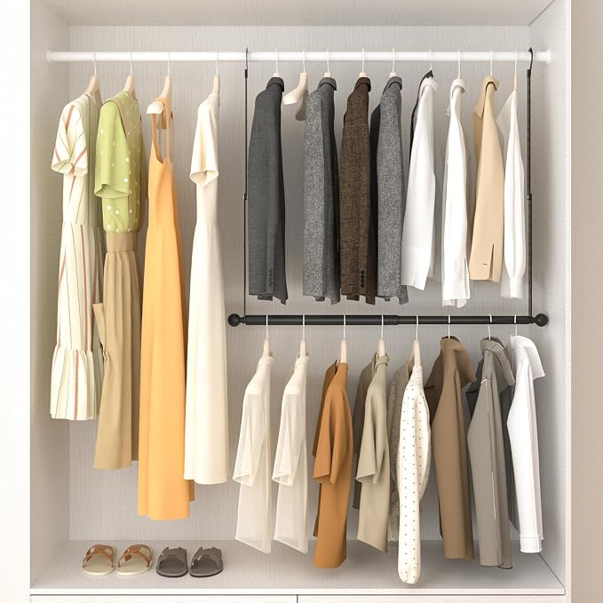SUTINE Closet Rods for Hanging Clothes, Adjustable Metal Closet Extender - Image 4