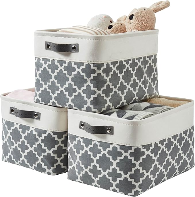 DECOMOMO Grey Storage Bins Fabric Storage Baskets by DECOMOMO