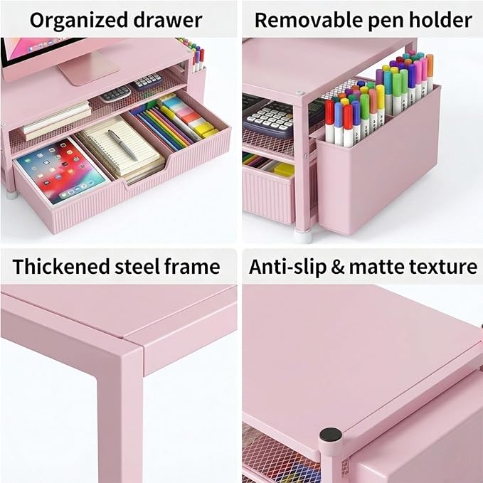 ECOLOVI Desk Organizer and Accessories, 2-Tier Computer Monitor Stand Rise - Image 3