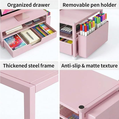 ECOLOVI Desk Organizer and Accessories, 2-Tier Computer Monitor Stand Rise - Image 3
