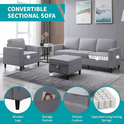 BALUS 78" Living Room Couches Set, 3 Seater Sofa - Image 3
