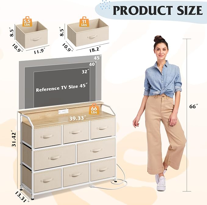 WLIVE Dresser for Bedroom, 8 Drawer LED Dresser - Image 2