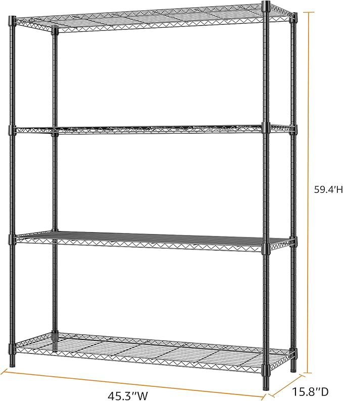 1400 lbs 4 Tier Storage Rack Metal Wire Shelving Unit, Storage Standing - Image 3