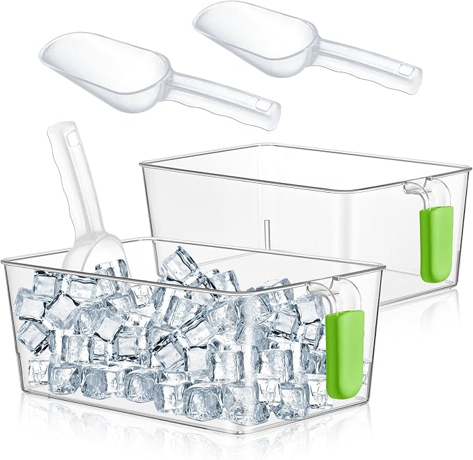 Havawish Ice Storage Bin and Flexible Scoop Set Plastic Freezer Bin by Havawish