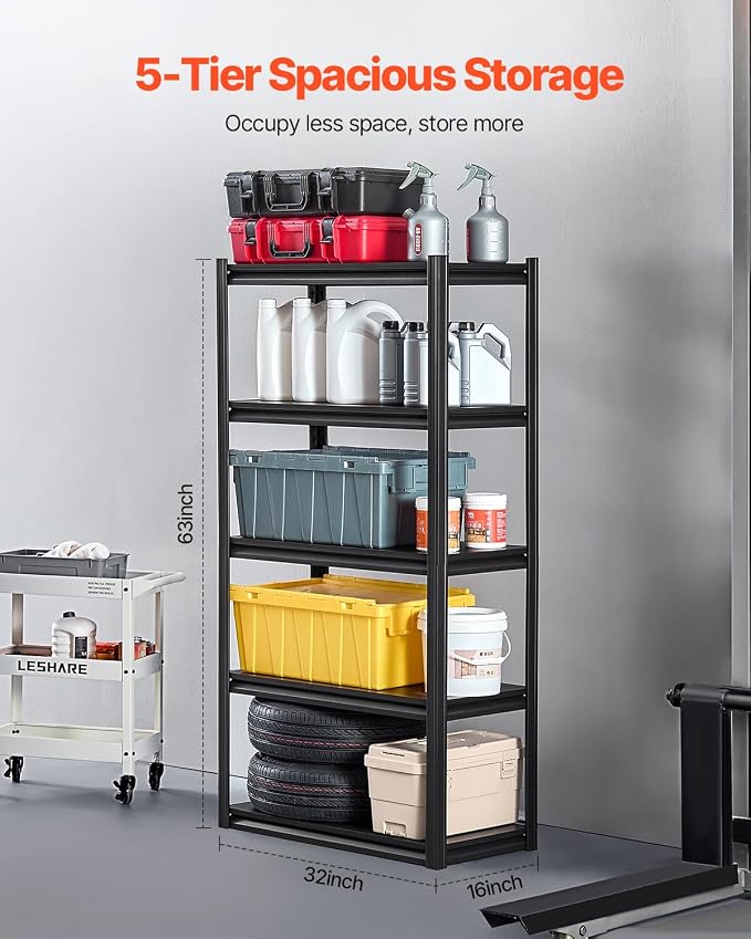 VEVOR Storage Shelves, 2000 lbs, 5 Tier Garage Storage Shelving - Image 3