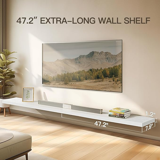 AMADA HOMEFURNISHING Floating Shelves Wall Mounted, 47 x 8 Inch Wall Shelves - Image 4