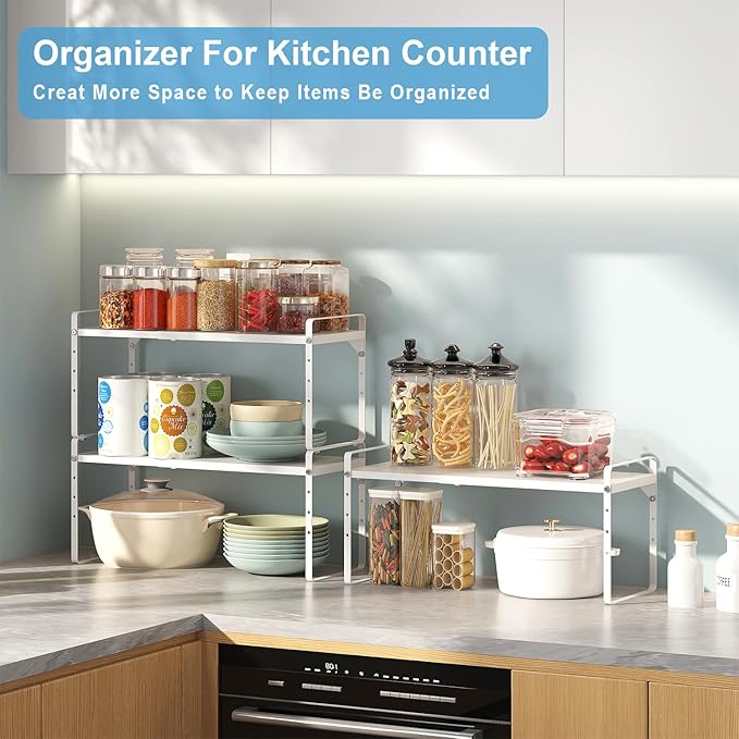 15.5 to 25.5 Inch Kitchen Cabinet Shelf Organizers, Adjustable Kitchen Counter - Image 7