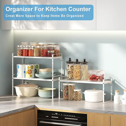 15.5 to 25.5 Inch Kitchen Cabinet Shelf Organizers, Adjustable Kitchen Counter - Image 7