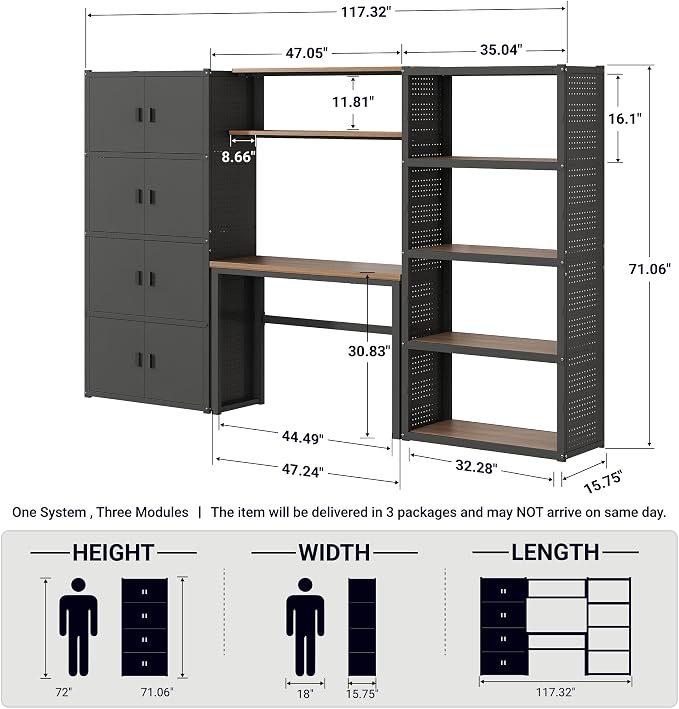 FLEXIMOUNTS 117" W Modular Garage Storage Cabinet - Image 2