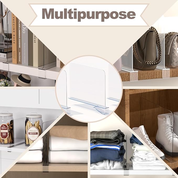 4PCS Acrylic Shelf Dividers for Closet Organization, Vertical Purse Organizer - Image 7