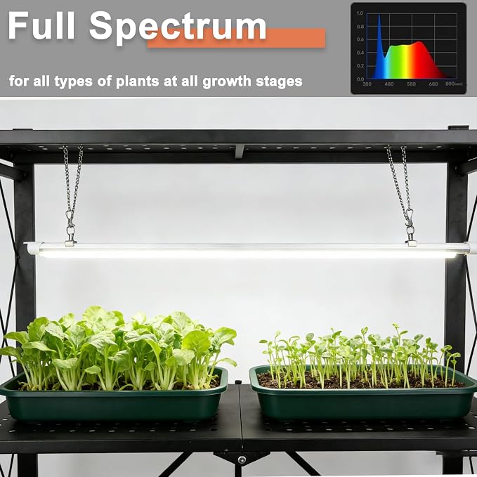 Indoor Greenhouse with Grow Light, 4-Tier Foldable Metal Plant Shelf with Full - Image 3