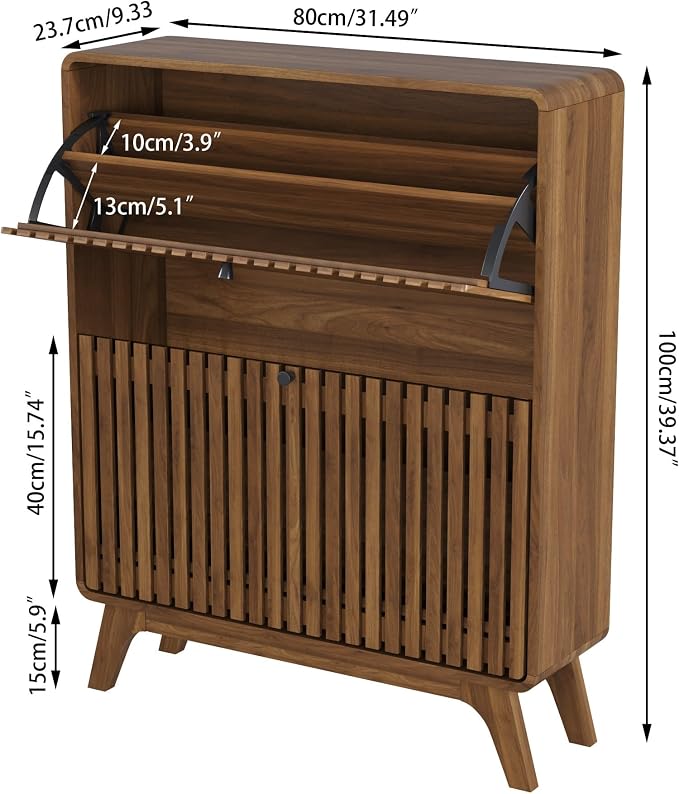 Jluomei Fluted Narrow Shoe Cabinet - Image 2