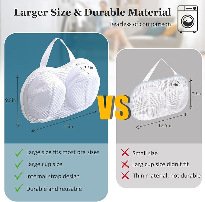 4 Pack Large Bra Laundry Bags for Washing Machine, Lingerie Bag for Washing - Image 2
