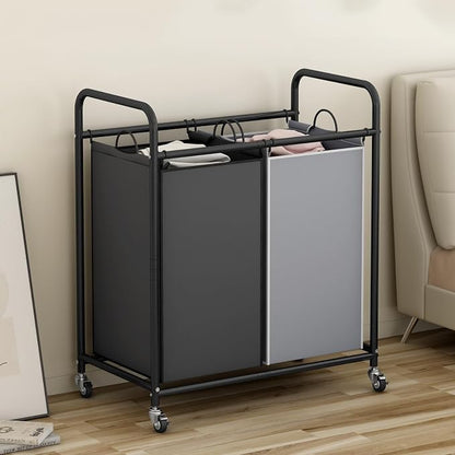SUOERNUO Laundry Hamper Basket 2 Bag Laundry Sorter Cart - Image 2