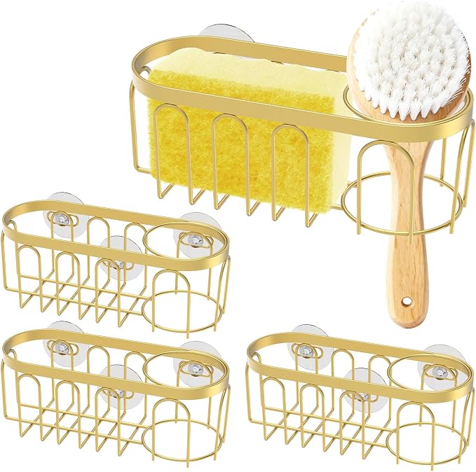 4 Pcs Sponge Holder Stainless Steel Kitchen Sink Caddy by Unknown