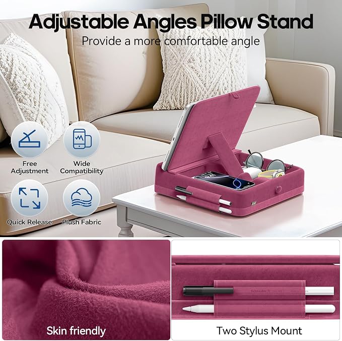 KDD Tablet Pillow Stand with Storage, Foldable iPad Holder - Image 5