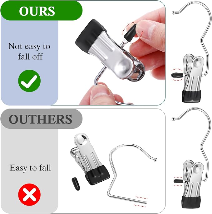 Yinder 250 Pcs Boot Hangers Clips Laundry Hooks Hanging Stainless Steel Clothes - Image 3