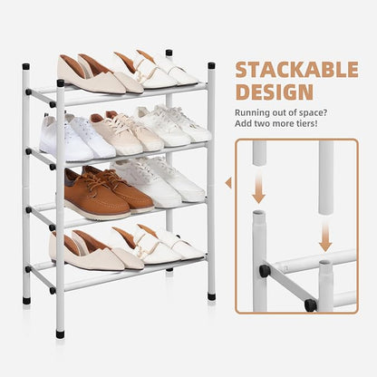 STORAGE MANIAC Expandable Shoe Rack, 16 Pairs Stackable Small Shoe Rack - Image 5