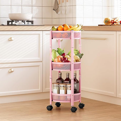 TOOLF 3 Tier Foldable Rolling Cart, Metal Utility Storage Cart, Lockable Wheels - Image 7