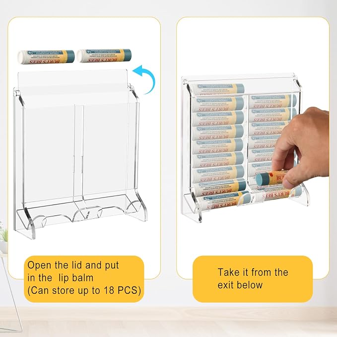 Beautyflier Clear Acrylic Lip Balm Dispenser, Organizer Holder - Image 4