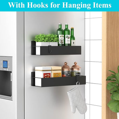 Metal Magnetic Spice Rack for Refrigerator2 Pack Black | Magnetic Shelves Heavy - Image 2