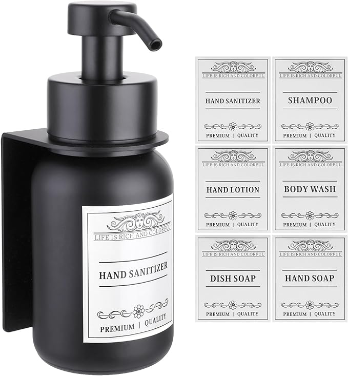 Black Glass Soap Dispenser Wall Mount by NOBTOU