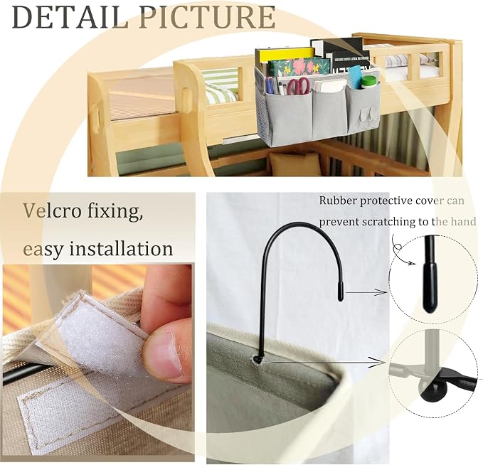 Bedside Caddy, Bedside Hanging Storage Organizer forBunk and Hospital Beds - Image 2