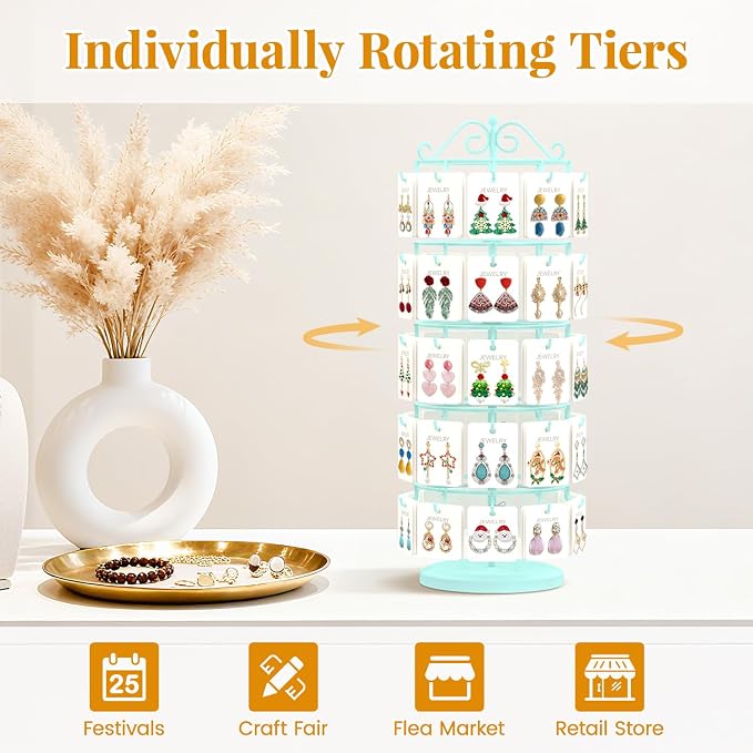 EsLuker.ly Earring Holder Organizer Rotating Display Tree Stand, Adjustable - Image 2