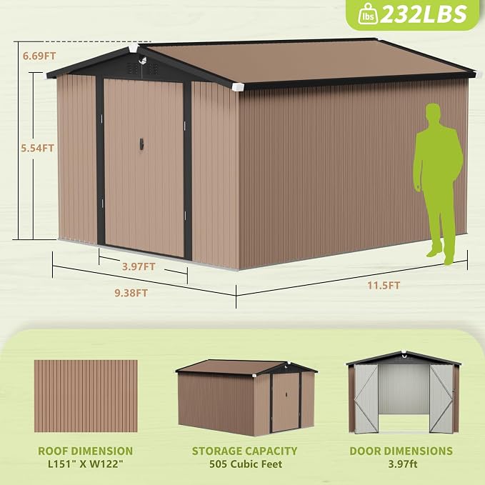 Metal Storage Shed 10x12, Outdoor Storage Building, Large Backyard Sheds - Image 2