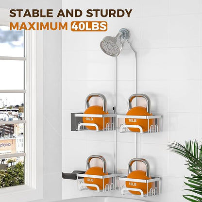 REINHARDT Adjustable Shower Caddy Hanging Split Shower Caddy - Image 3