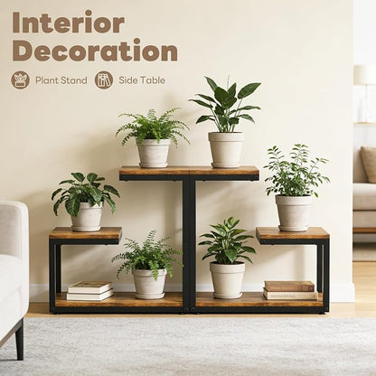 3 Tier Plant Stand Indoor, Thickened Metal Wood Corner Plant Shelf Stands - Image 5