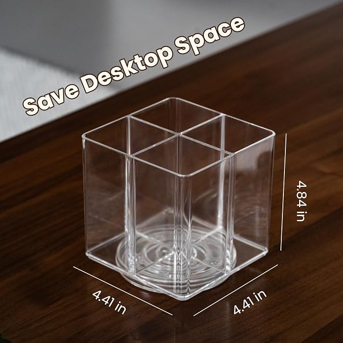 Clear Makeup Brush Holder, Acrylic Rotating 360°Makeup Brush Organizer - Image 2