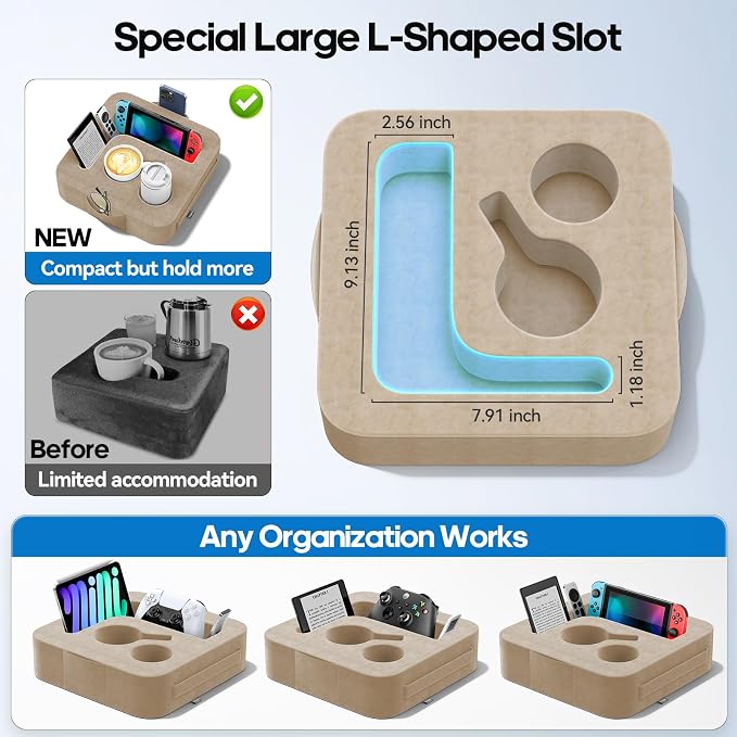 Couch Cup Holder Pillow, Sofa and Bed Organizer Caddy - Image 3