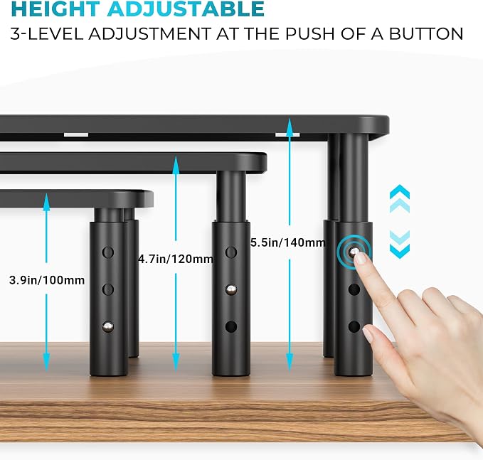 BONTEC 1 Pack 3 Height Adjustable Monitor Stand Riser - Image 3