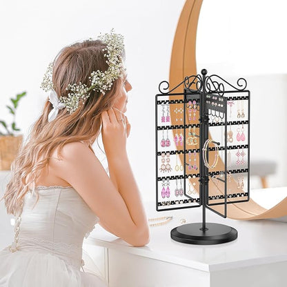 MODOWEY Rotating Jewelry Holder Organizer Stand Earring Display Metal Rack | - Image 6