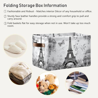 YETTASBIN Paris Eiffel Tower Storage Basket 1pc, Large Collapsible Toys Clothes - Image 6