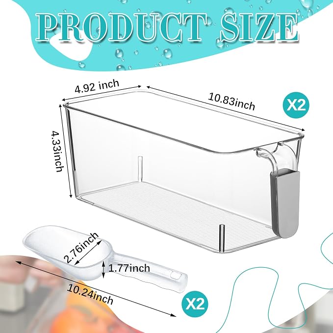 Havawish Ice Storage Bin and Flexible Scoop Set Plastic Freezer Bin - Image 2