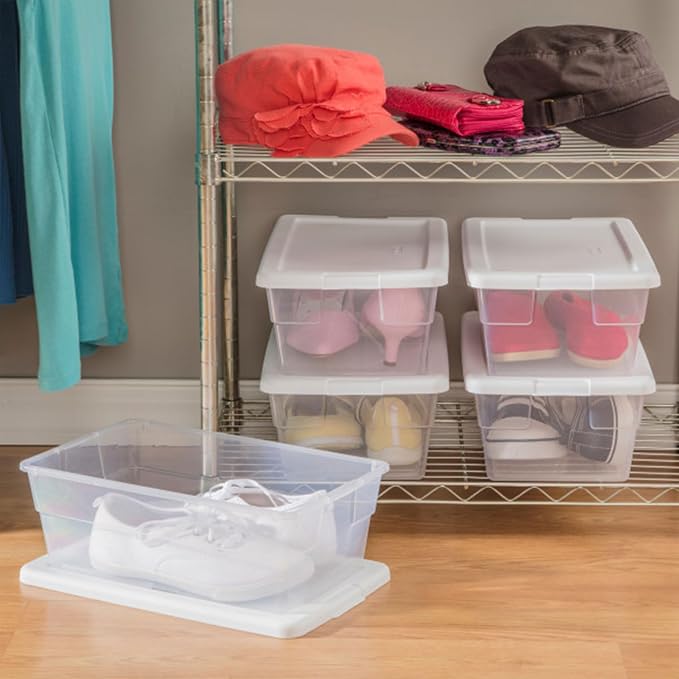 Sterilite 24-Pack 6 Quart Storage Boxes, Stackable Clear Plastic Bins - Image 7
