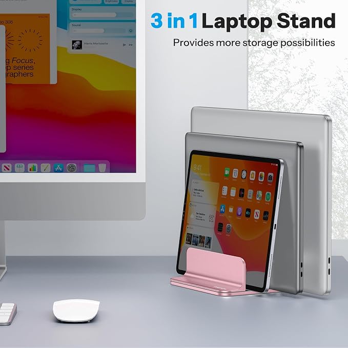 OMOTON Vertical Laptop Stand, Desktop Aluminum Mac Book Stand - Image 7