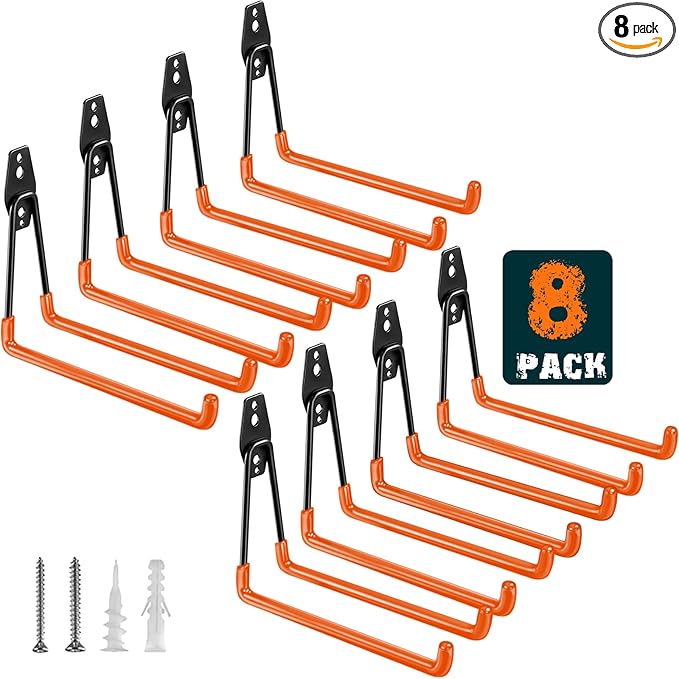 Heavy Duty Garage Hooks 8 Pack, 7.7 inch U Shaped Long Hanger, Wall Mounted by HUPBIPY