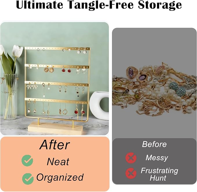Earring Organizer Stand for Women, 4 Tier Tall Jewelry Holder Organizer Rack - Image 4