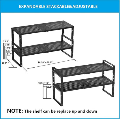 Expandable, Adjustable & Stackable Spice Rack, Cabinet Kitchen Countertop Shelf - Image 4