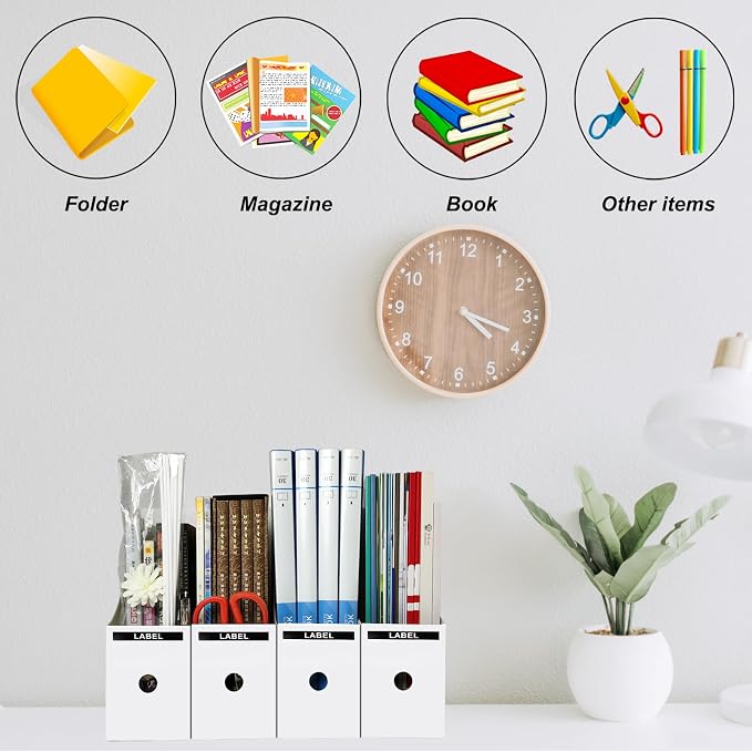 Limitliho 2 Pack White Cardboard Magazine Holder - Image 3