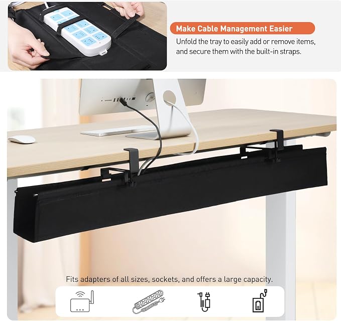 MAXECHO Under Desk Cable Management Tray 48" - Image 4