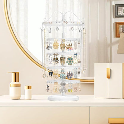 MODOWEY Rotating Jewelry Holder Organizer Stand, 5 Tier Metal Adjustable - Image 7