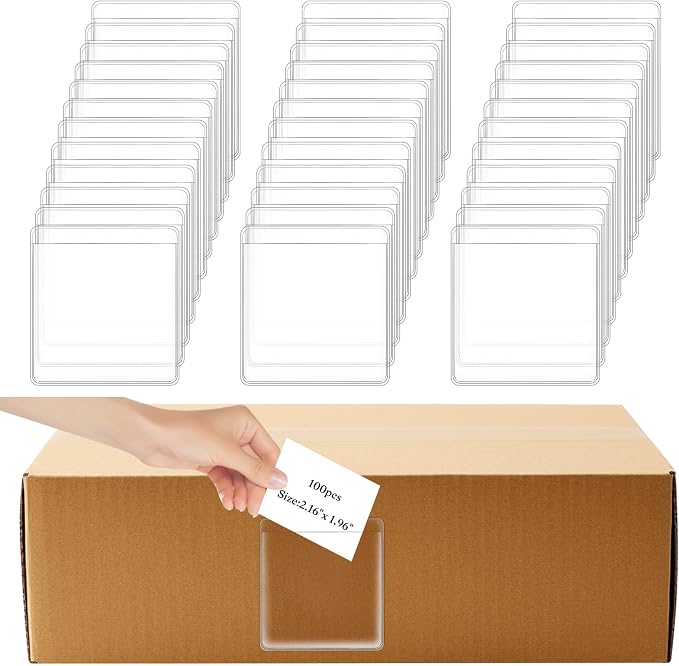 100 Pcs 2.16" X 1.96" Adhesive Pockets, Label Sleeves Index Card Sleeves | Tote by Unknown