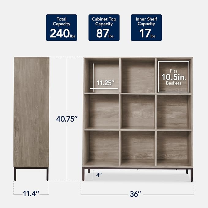 Best Choice Products 9-Cube Bookshelf, 3-Tier Wood Storage Bookcase W/Legs - Image 2