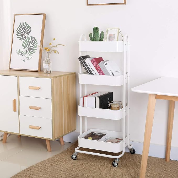 Melody House 4-Tier Metal Mesh Utility Rolling Cart Storage Organizer Shelf Rack - Image 2