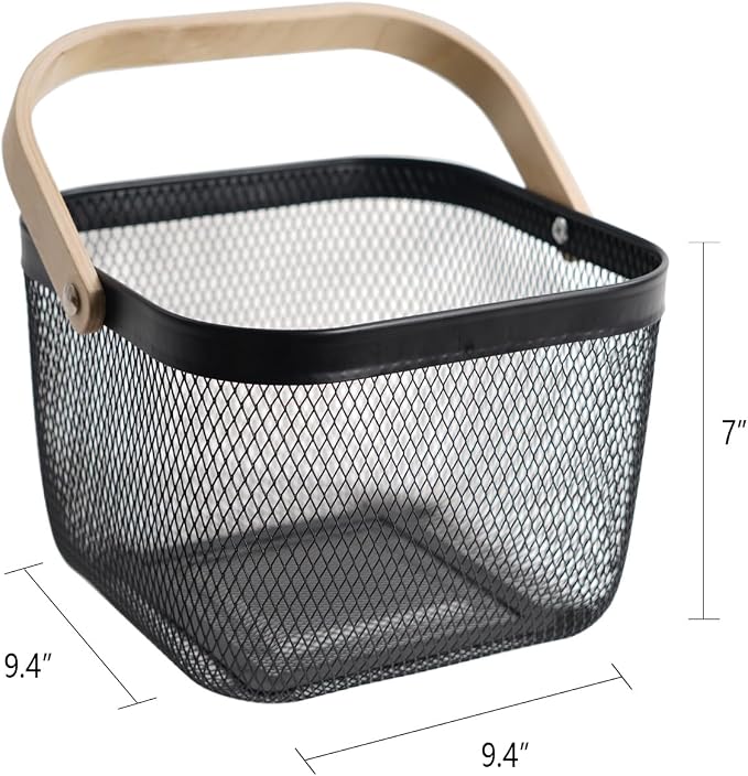 Metal Mesh Steel Harvest Basket, Square Wire Garden Basket - Image 6
