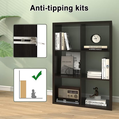 6 Cube Storage Organizer Shelf, Chocolate Color 13in | 2026 Wooden Thick Frame - Image 7